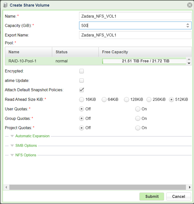 Creating NFS Share