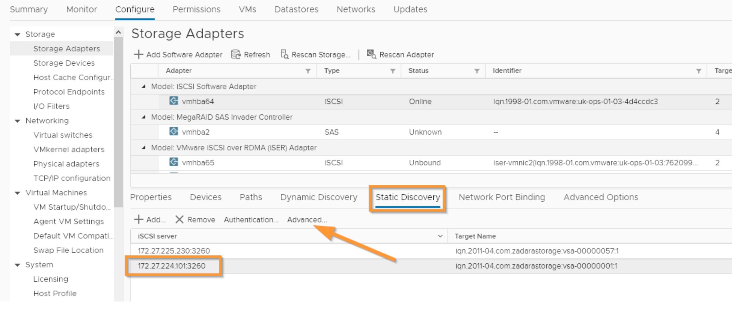 add iscsi storage in vmware vsphere 6.5